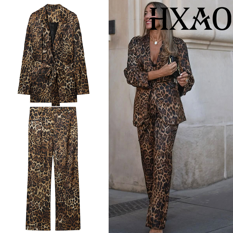 Women'S Formal Wear Pants - Zestawy spodni HXAO Leopard, 2-częściowy zestaw,