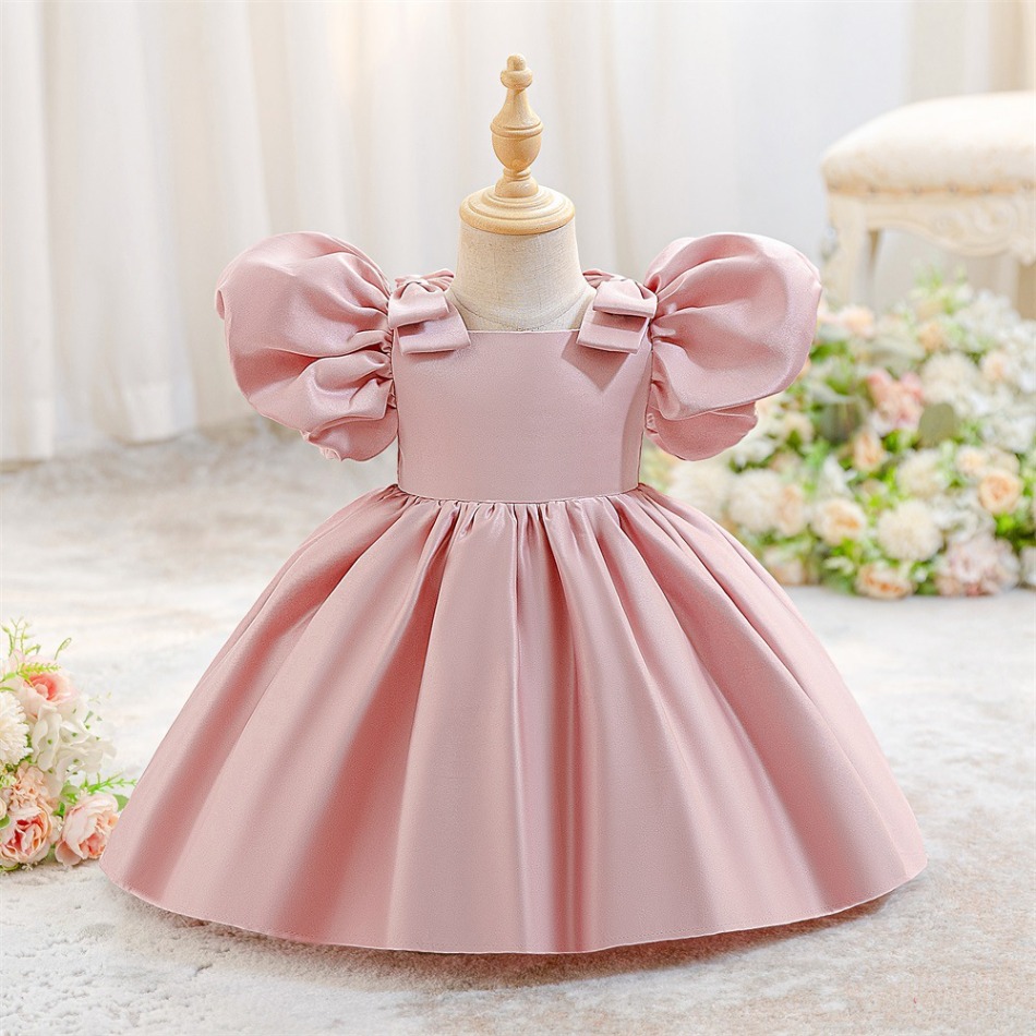Women'S Formal Wear For Girls - Różowa satynowa suknia balowa dla dziewczynek