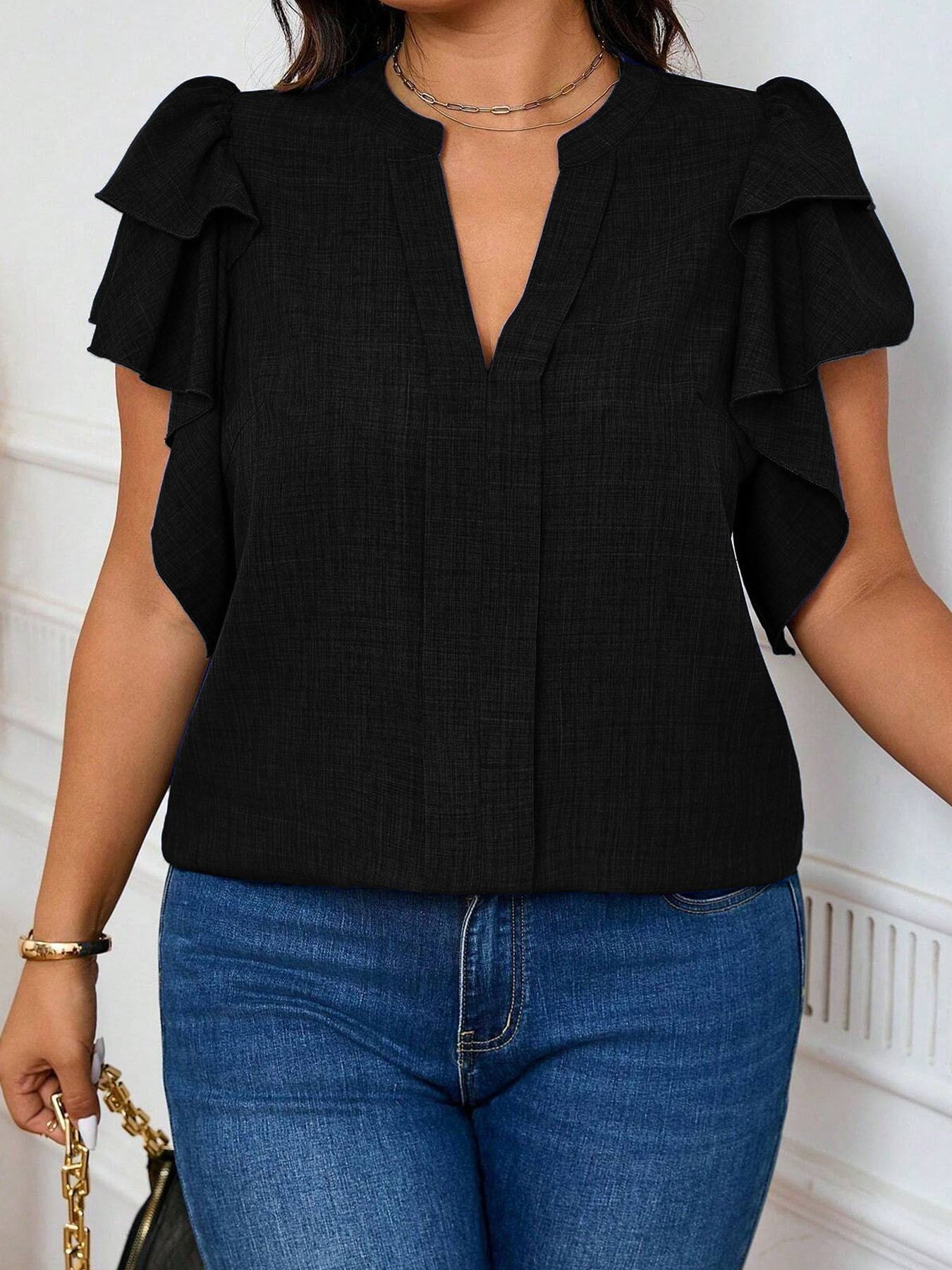Women'S Formal Wear Blouse - Damska elegancka bluzka plus size z