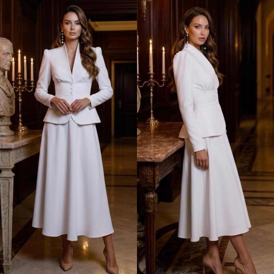 Women Formal Wear Business - Elegancki dwuczęściowy damski garnitur z klapami