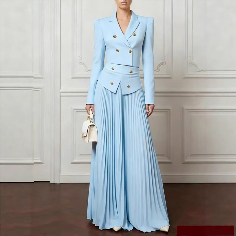 Formal Women'S Wear - Elegancki Zestaw Dwuczęściowy: Żakiet z Klapami
