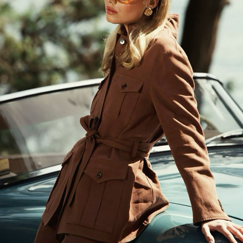 Women Formal Wear Look - Damski, dopasowany komplet dwuczęściowy: spodnie i
