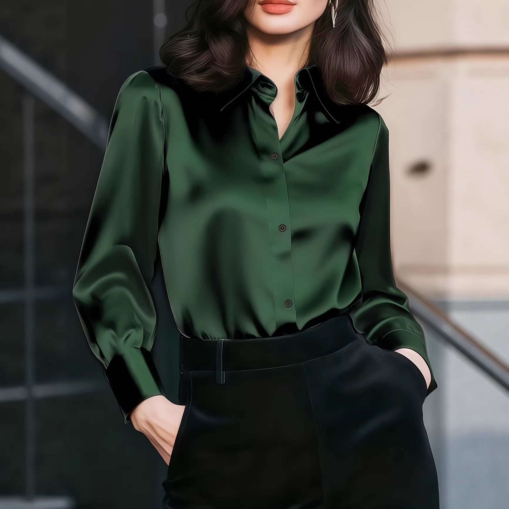 Damska satynowa bluzka z kołni – Women Formal Wear Business recenzja i cena