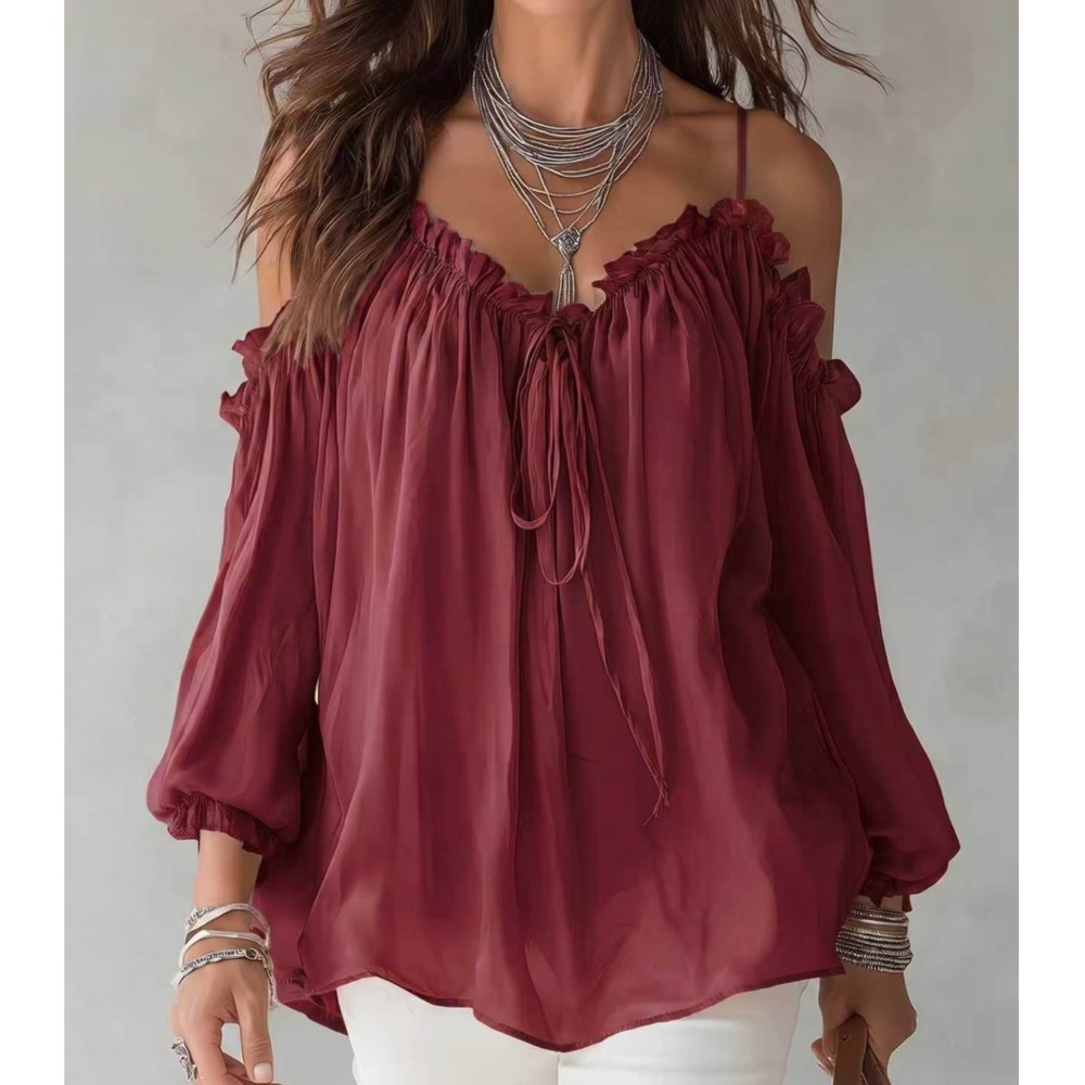 Elegancka bluzka z odkrytymi r – Women'S Formal Wear Blouse recenzja i cena